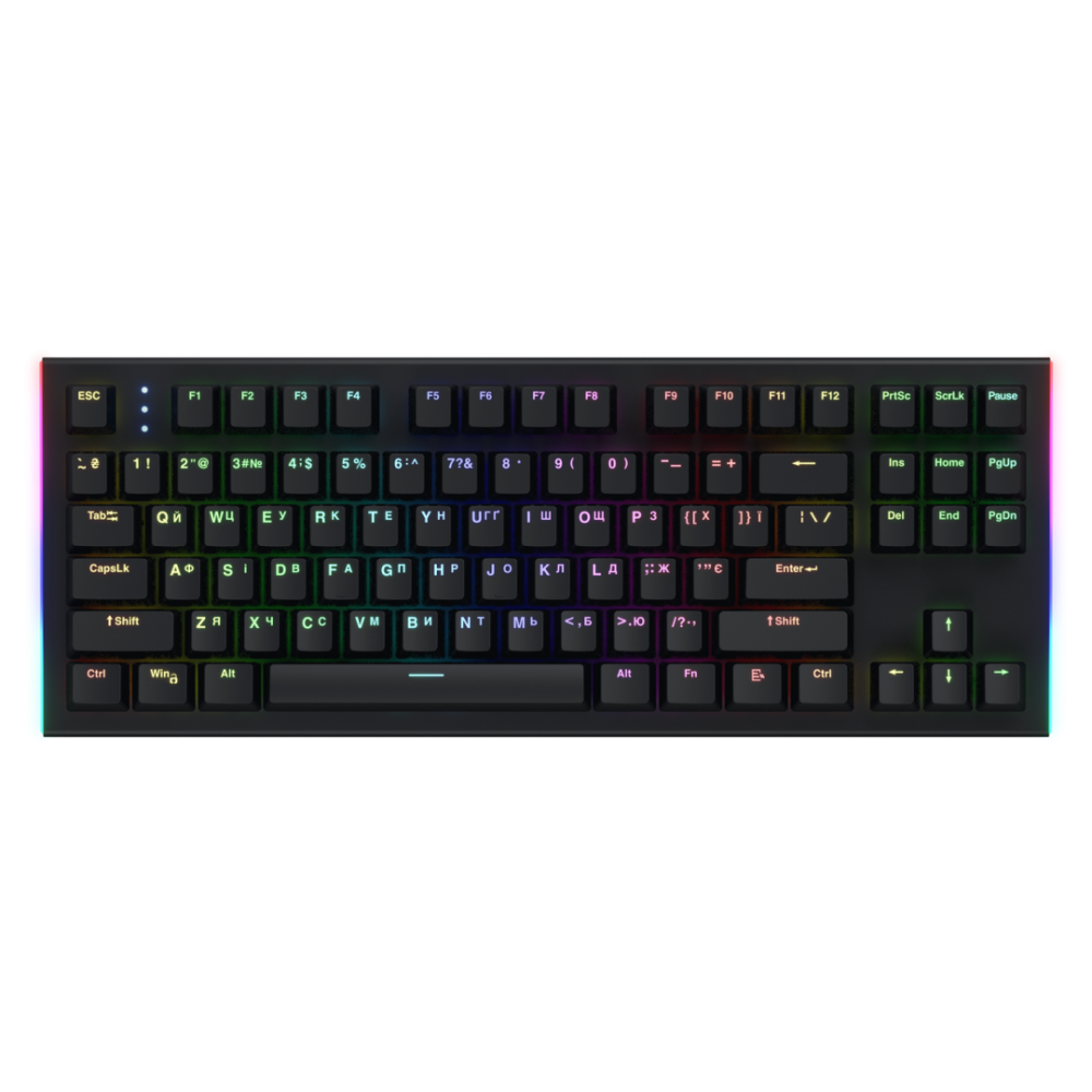 Tastatura mecanica cu fir Hator Gravity X TKL conectivitate USB, polling rate 1000Hz, iluminare RGB cu functia de a customiza fiecare tasta individual, tip switch HATOR Aurum Orange Linear rev.2.0, durata de viata switch 70M de clickuri, material taste ABS, profil  OEM, negru [4]