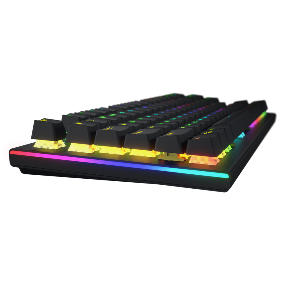Tastatura mecanica cu fir Hator Gravity X TKL conectivitate USB, polling rate 1000Hz, iluminare RGB cu functia de a customiza fiecare tasta individual, tip switch HATOR Aurum Orange Linear rev.2.0, durata de viata switch 70M de clickuri, material taste ABS, profil  OEM, negru [2]
