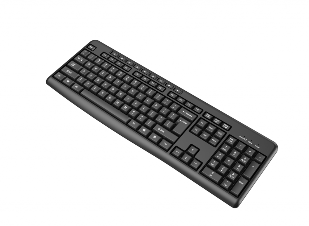 Tastatură wireless 2.4G SRXK-SKB706W, Tastatură: cu rând independent de taste multimedia, Mod Wireless: 2.4G, Număr taste: 104 + 9 taste rapide, Material: ABS, Culoare: Negru, Chipset: Huntersun, Tip interfață: USB,  Dimensiune: 442*152*25mm , 440g, Baterie: 1*AAA (nu este inclusă) [4]