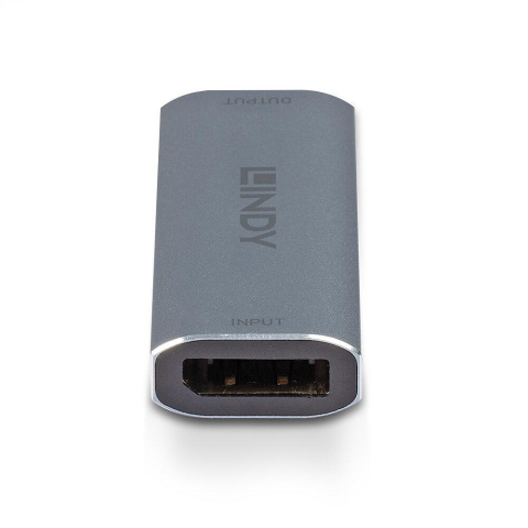 Adaptor Lindy DisplayPort 1.4 Repeater, latime de banda suportata 32.4 Gbps, rezolutie maxima 7680x4320@60Hz 4:4:4 8bit, material aluminiu, gri [1]