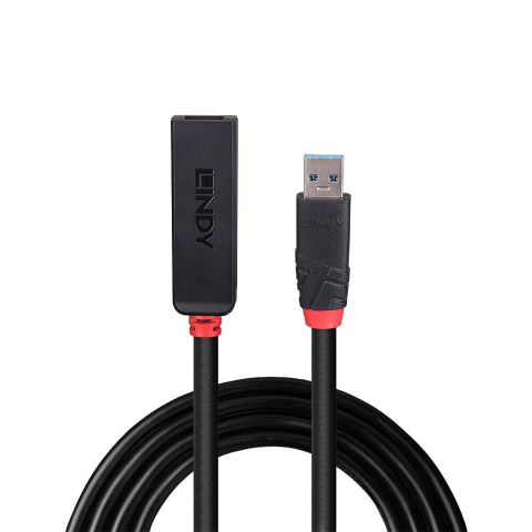 Adaptor Lindy USB 3.0 Active Extension Slim, material PVC, lungime cablu 5m, latime de banda suportata 5 Gbps, putere 2.5/0.7mm DC Connector [2]