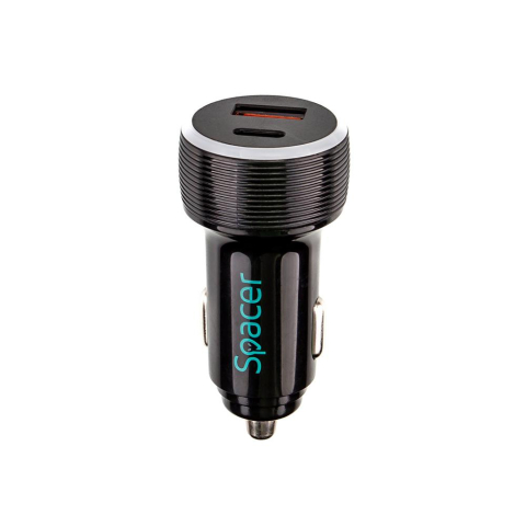 Incarcatoare telefoane - Alim. auto Spacer USB-A&C 17W negru