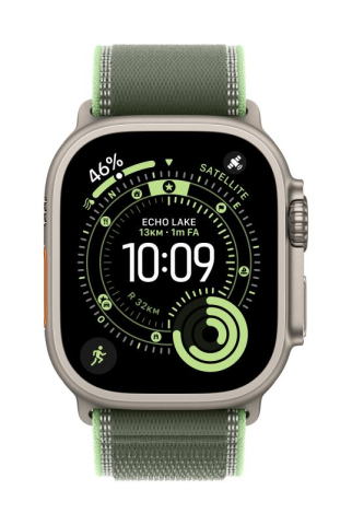 Bratari fitness - Apple Watch 49mm Green/Neon Trail Loop - S/M - Black Titanium Finish
