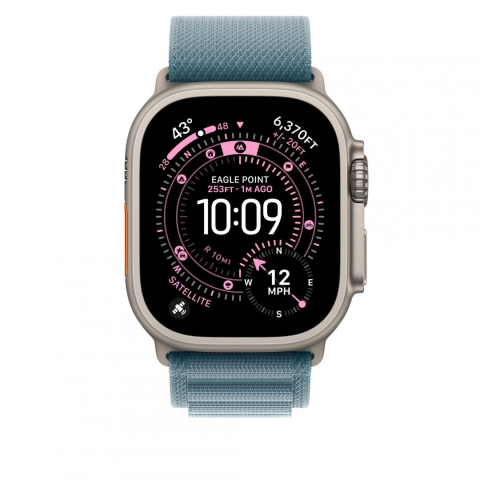 Apple Watch 49mm Light Blue Alpine Loop - Small - Natural Titanium Finish [1]