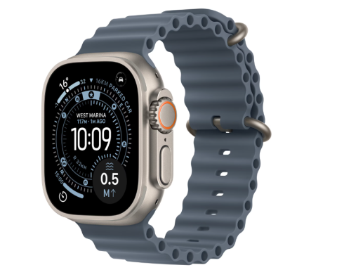 Apple Watch Ultra 3 GPS + Cellular 49mm Natural Titanium Case with Anchor Blue Ocean Band [1]