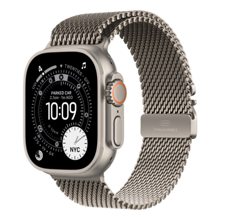 Apple Watch Ultra 3 GPS + Cellular 49mm Natural Titanium Case with Natural Titanium Milanese Loop - Small [1]