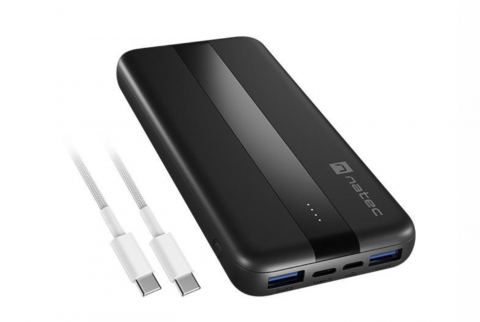 Electronice - Baterie externa Natec, capacitate 10000 mAh, 3 porturi USB, baterie Li- Polymer, negru
