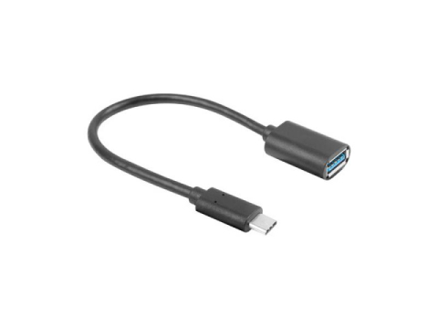Cabluri periferice - Cablu adaptor USB-C(M) 3.1 -> USB-A(F) 15 cm negru OTG LANBERG