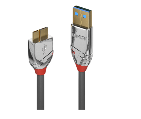 Cabluri periferice - Cablu Lindy 0.5m USB 3.2  Type A to Micro-B, latime de banda 5Gbps, Cromo line