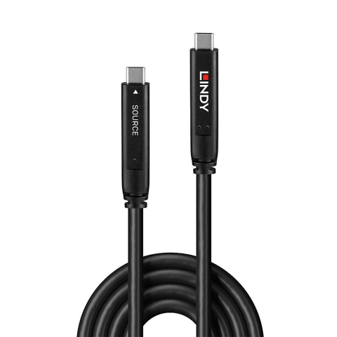 Cablu Lindy 10 m USB 3.2 Gen 1 & DP 1.4 Type C, latime de banda suportata 5Gbps (USB 3.2 Gen 1), 16.2Gbps (DP 1.4, 2 lanes), rezolutie maxima 4K 3840x2160@30Hz, negru [2]