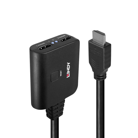 Conectica - Cablu Lindy 2 porturi HDMI 4K60, latime de banda suportata 18Gbps, Chipset: GSV2006, lungime cablu 500 mm  negru