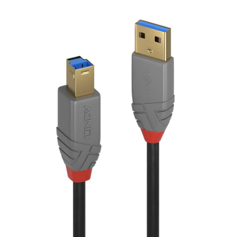 Cabluri periferice - Cablu Lindy 2m USB 3.2 Type A to B, Anthra Line, latime de banda suportat  5Gbps, material PVC, negru