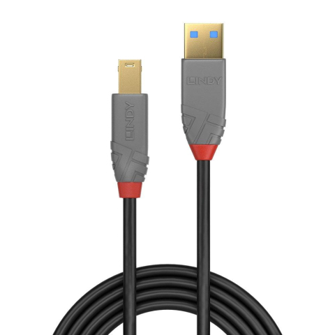 Cablu Lindy 2m USB 3.2 Type A to B, Anthra Line, latime de banda suportat  5Gbps, material PVC, negru [1]