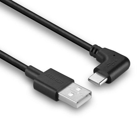 Cablu Lindy USB C 2 90°, lungime 1m, putere maxima 15W, latime de banda suportata 480Mbps, negru [2]