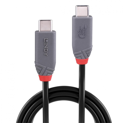 Cabluri Video - Cablu Lindy USB4 240W USB Type C, putere maxima  240W, 100W , lungime 2 metri, latime de banda supotata 40Gbps, gri