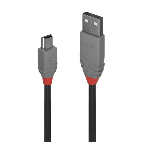 Cabluri periferice - Cablu transfer date Lindy LY-36723, USB 2.0 Type A to Mini-B, 2 m, Anthra Line