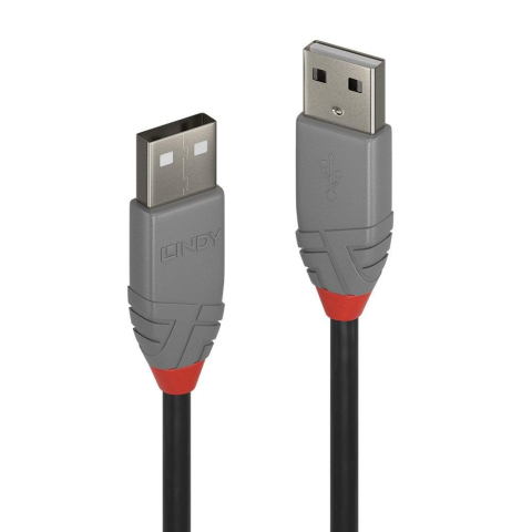 Cabluri periferice - Cablu transfer Lindy LY-36691, USB 2.0 Type A, 0.5m, Anthra Line