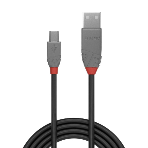 Cablu transfer Lindy LY-36725, USB 2.0 Type A to Mini-B, 5m, Anthra Line [1]