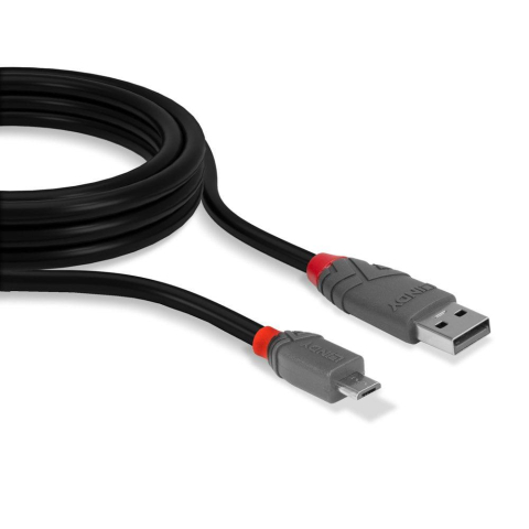 Cablu transfer Lindy LY-36732, USB 2.0 Type A to MicroUSB, 1m, Anthra Line [1]