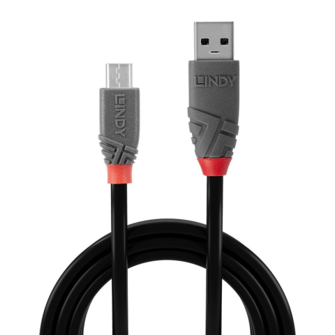 Cabluri periferice - Cablu transfer Lindy LY-36735, USB 2.0 Type A to MicroUSB, 5m, Anthra Line