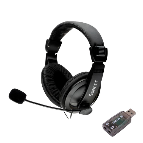 Casti audio - Casti Head-band SPACER SPK-222-USB, Cu fir, Negru