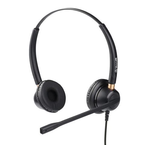 Casti audio - Casti Head-band TELLUR Voice 520N, Wired, Negru