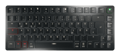 CHERRY KW X ULP 2.0 MINI keyboard Home/Office USB + RF Wireless + Bluetooth QWERTZ German Black [1]