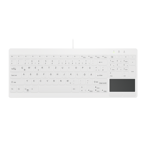 PC, Periferice & Software - Contour Design Active Key Contour QuickClean Medical Keyboard IP68 Touchpad Compact Wired White DE C7412