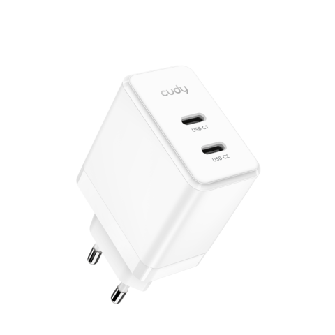 Incarcatoare telefoane - CUDY 2-Port 40W USB-C Charger, GaN, 2 x USB-C (20W max per port), QC+PPS+PD 3.0, EU plug, Fast charge for iPhone 12 Series and above, Galaxy, iPad, Macbook Air and more