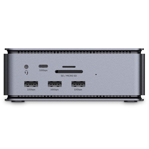 Docking station Lindy, interfete: USB-C la 6x USB-A/ 1x USB-C/1x RJ45/ 1x DisplayPort/1x HDMI/ 1x SD & 1x Micro SD/ 1x 3,5 mm/ 1x USB-C PD(power delivery), latime de banda 10Gbps, 10/100/1000 Mbps, rezolutie maxima (intrare) 7680x4320@60Hz, rezolutie maxima (iesire): un singur display 7680x4320 [2]