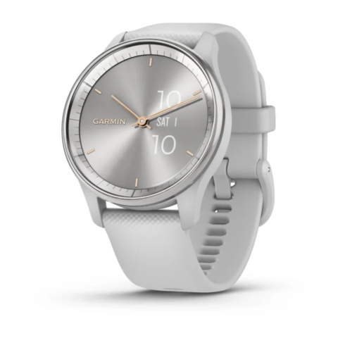 Wearables - Garmin vivomove Trend. Display technology: LCD, Display resolution: 254 x 346 pixels, Touchscreen. GPS (satellite). Weight: 28.3 g. Waterproof up to: 50 m, Band material: Silicone, Band colour: Grey