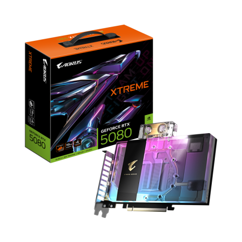 Componente PC - GIGABYTE AORUS GeForce RTX 5080 XTREME WATERFORCE WB 16G Graphics Card - 16GB GDDR7, 256bit, PCI-E 5.0, 2805MHz Core Clock, 3 x DP 2.1a, 1 x HDMI 2.1b, NVIDIA DLSS 4, GV-N5080AORUSX WB-16GD