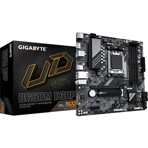 Placi de baza - GIGABYTE B650M D3HP Motherboard - AMD Ryzen 9000 Series CPUs, 5+2+2 Phases VRM, up to 7600MHz DDR5 (OC), 2xPCIe 4.0 M.2, 2.5GbE LAN, USB 3.2 Gen 1