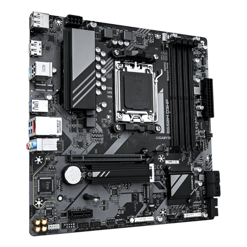 GIGABYTE B650M D3HP Motherboard - AMD Ryzen 9000 Series CPUs, 5+2+2 Phases VRM, up to 7600MHz DDR5 (OC), 2xPCIe 4.0 M.2, 2.5GbE LAN, USB 3.2 Gen 1 [2]