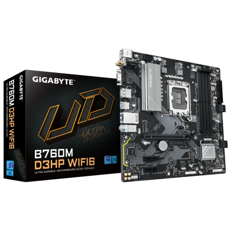 Placi de baza - GIGABYTE B760M D3HP WIFI6 Motherboard - Supports Intel Core 14th Gen CPUs, 4+1+1 Phases Digital VRM, up to 5600MHz DDR5, 2xPCIe 4.0 M.2, Wi-Fi 6, GbE LAN, USB 3.2 Gen1