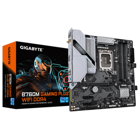 Placi de baza - GIGABYTE B760M GAMING PLUS WIFI DDR4 Motherboard - Supports 14th Gen. Intel Core CPUs, 4+1+1 phases VRM, up to 5333MHz DDR4 (OC), 2xPCIe 4.0 M.2, Wi-Fi 6, 1 GbE LAN, USB 3.2 Gen 1