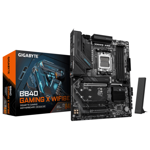 Placi de baza - GIGABYTE B840 GAMING X WIFI6E Motherboard - AMD Ryzen 9000 CPUs, 12+2+2 Phases VRM, up to 7600MHz DDR5(O.C), 2xPCIe 4.0 + 1xPCIe 3.0 M.2, Wi-Fi 6E, 2.5GbE LAN, USB 3.2 Gen 2