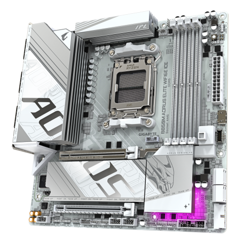 GIGABYTE B850M AORUS ELITE WIFI6E ICE Motherboard- AMD Ryzen 9000 Series CPUs, 12+2+1 Phases Digital VRM, up to 8200MHz DDR5 (OC), 1xPCIe 5.0 + 1xPCIe 4.0 M.2, 2.5LAN, WIFI 7, USB 3.2 Gen 2 [1]