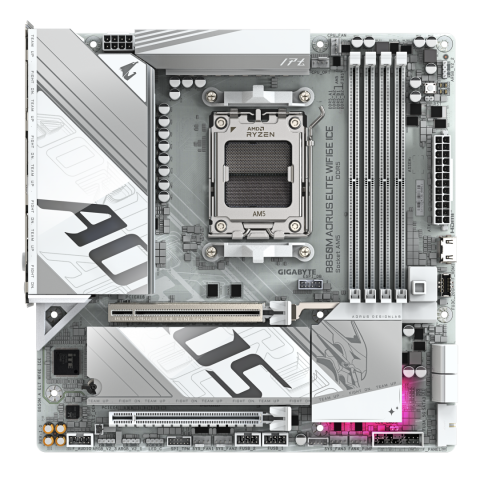 GIGABYTE B850M AORUS ELITE WIFI6E ICE Motherboard- AMD Ryzen 9000 Series CPUs, 12+2+1 Phases Digital VRM, up to 8200MHz DDR5 (OC), 1xPCIe 5.0 + 1xPCIe 4.0 M.2, 2.5LAN, WIFI 7, USB 3.2 Gen 2 [2]