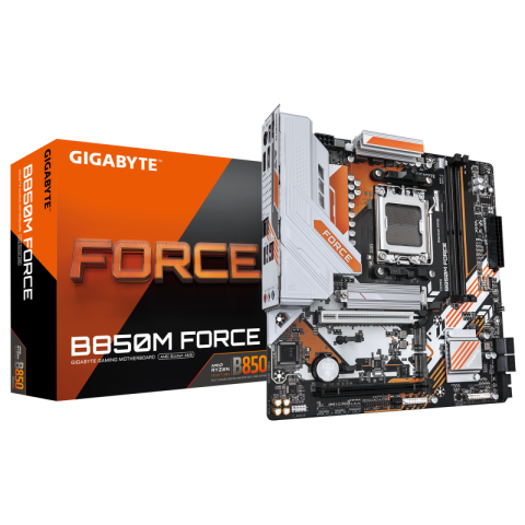Placi de baza - GIGABYTE B850M FORCE Motherboard - AMD Ryzen 9000 Series CPUs, 8+2+2 Phases Digital VRM, up to 9600MHz DDR5 (OC), 1xPCIe 5.0 + 2xPCIe 4.0 M.2, 2.5 GbE LAN, USB 3.2 Gen 2
