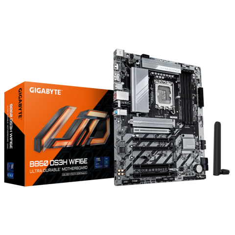 Placi de baza - GIGABYTE B860 DS3H WIFI6E Motherboard - Intel Core Ultra Series CPUs, 8+1+2+2 Phases VRM, up to 9066MHz DDR5, 1xPCIe 5.0 + 1xPCIe 4.0 M.2, 2.5GbE LAN, WIFI 6E, USB 3.2 Gen 2x2