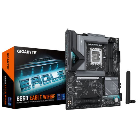 Placi de baza - GIGABYTE B860 EAGLE WIFI6E Motherboard - Intel Core Ultra Series CPUs, 12+1+2+1 Phases VRM, up to 9066MHz DDR5, 1xPCIe 5.0 + 2xPCIe 4.0 M.2, 2.5GbE LAN, WIFI 6E, USB 3.2 Gen 2x2