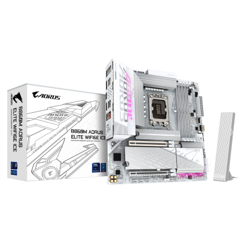 Placi de baza - GIGABYTE B860M AORUS ELITE WF6E ICE Motherboard - Intel Core Ultra Series CPUs, 12+1+2+1 Phases VRM, up to 9200MHz DDR5, 1xPCIe 5.0 + 2xPCIe 4.0 M.2, 2.5GbE LAN, WIFI 6E, USB 4