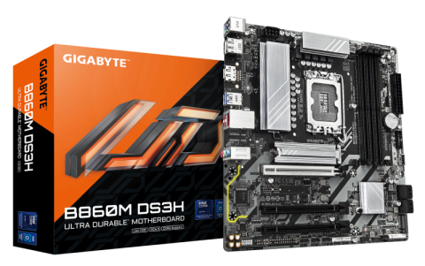 Placi de baza - GIGABYTE B860M DS3H Motherboard - Intel Core Ultra Series CPUs, 5+1+2+1 Phases VRM, up to 9066MHz DDR5, 1xPCIe 5.0 + 1xPCIe 4.0 M.2, 2.5GbE LAN, USB 3.2 Gen 2