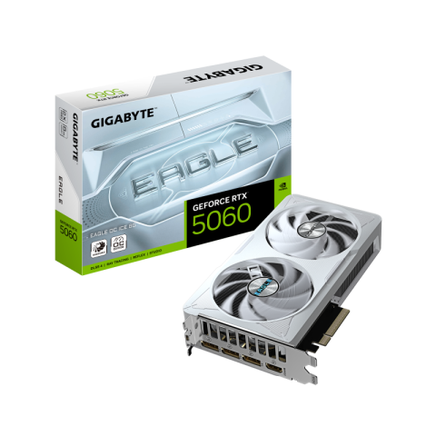 Componente PC - GIGABYTE GeForce RTX 5060 EAGLE OC ICE 8G Graphics Card - 8GB GDDR7, 128bit, PCI-E 5.0, 2550 MHz Core Clock, 3 x DisplayPort, 1 x HDMI, GV-N5060EAGLEOC ICE-8GD
