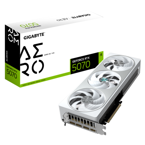 Componente PC - GIGABYTE GeForce RTX 5070 AERO OC 12G Graphics Card - 12GB GDDR7, 192bit, PCI-E 5.0, 2625 MHz Core Clock, 3 x DP 2.1a, 1 x HDMI 2.1b, NVIDIA DLSS 4, GV-N5070AERO OC-12GD