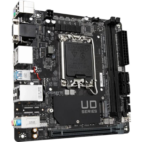 GIGABYTE H610I Motherboard - Supports Intel Core 14th CPUs, 4+1+1 Hybrid Digital VRM, up to 5600MHz DDR5, 1xPCIe 3.0 M.2, GbE LAN, USB 3.2 Gen 1 [2]