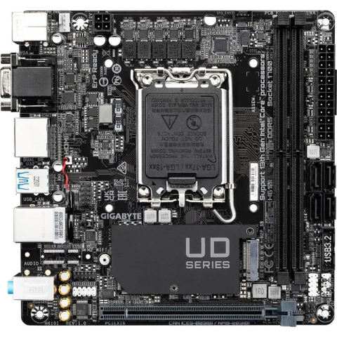 GIGABYTE H610I Motherboard - Supports Intel Core 14th CPUs, 4+1+1 Hybrid Digital VRM, up to 5600MHz DDR5, 1xPCIe 3.0 M.2, GbE LAN, USB 3.2 Gen 1 [1]