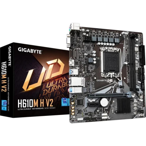 Placi de baza - GIGABYTE H610M H V2 Motherboard - Supports Intel Core 14th CPUs, 4+1+1 Hybrid Digital VRM, up to 5600MHz DDR5, 1xPCIe 3.0 M.2, GbE LAN, USB 3.2 Gen 1