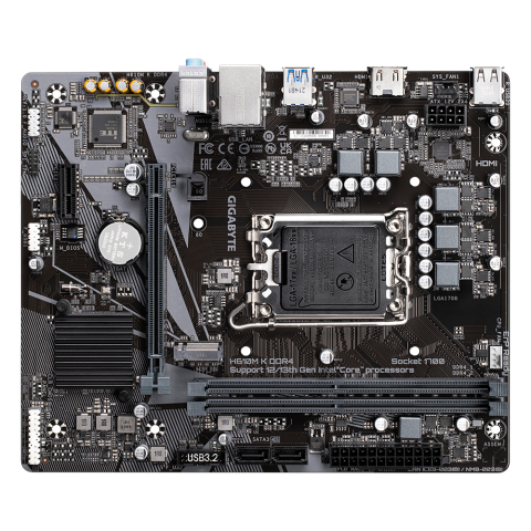 GIGABYTE H610M K DDR4 Motherboard - Supports Intel Core 14th Gen CPUs, 3+1+1 Phases Hybrid Power Design, up to 3200MHz DDR4, 1xPCIe 3.0 M.2, GbE LAN, USB 3.2 Gen 1 [3]